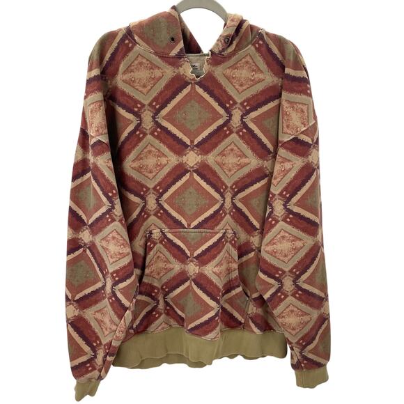 Free People Geometric Patterned Hoodie - Pink and Tan - Picture 4 of 10